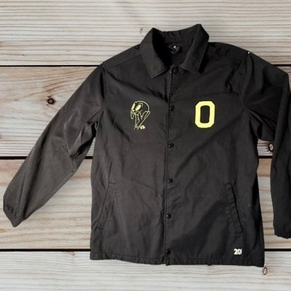 Jordan Brand Oregon Ducks Coaches Jacket Black Yellow Men's Snap Windbreaker